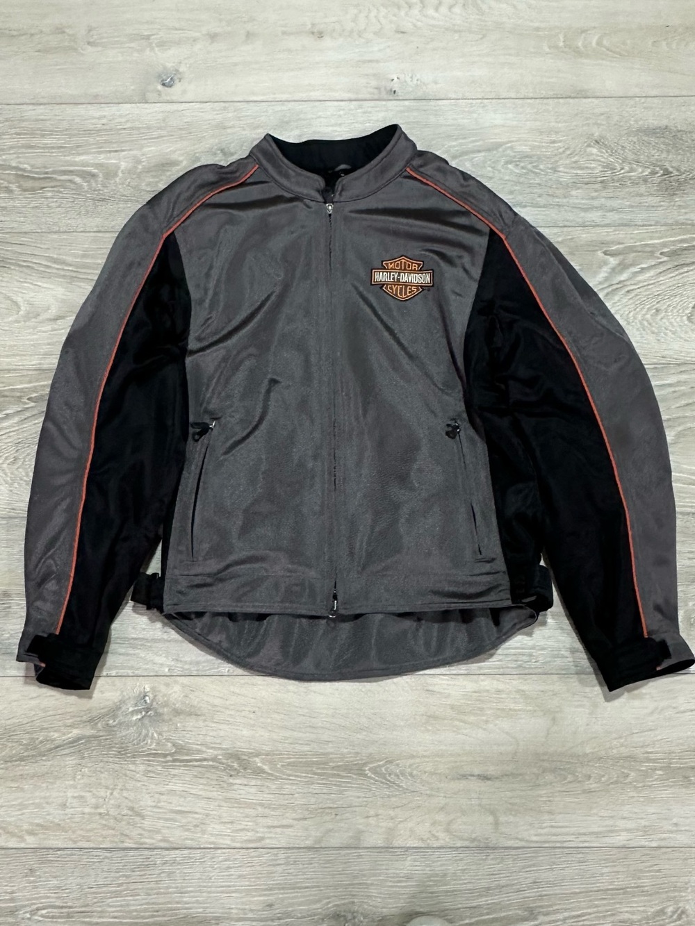 Harley-Davidson Mesh Armored Riding Jacket XL Gray Black Orange CE Armor - Picture 3 of 16